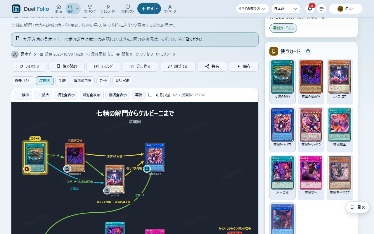 投稿のページで展開図を表示している所